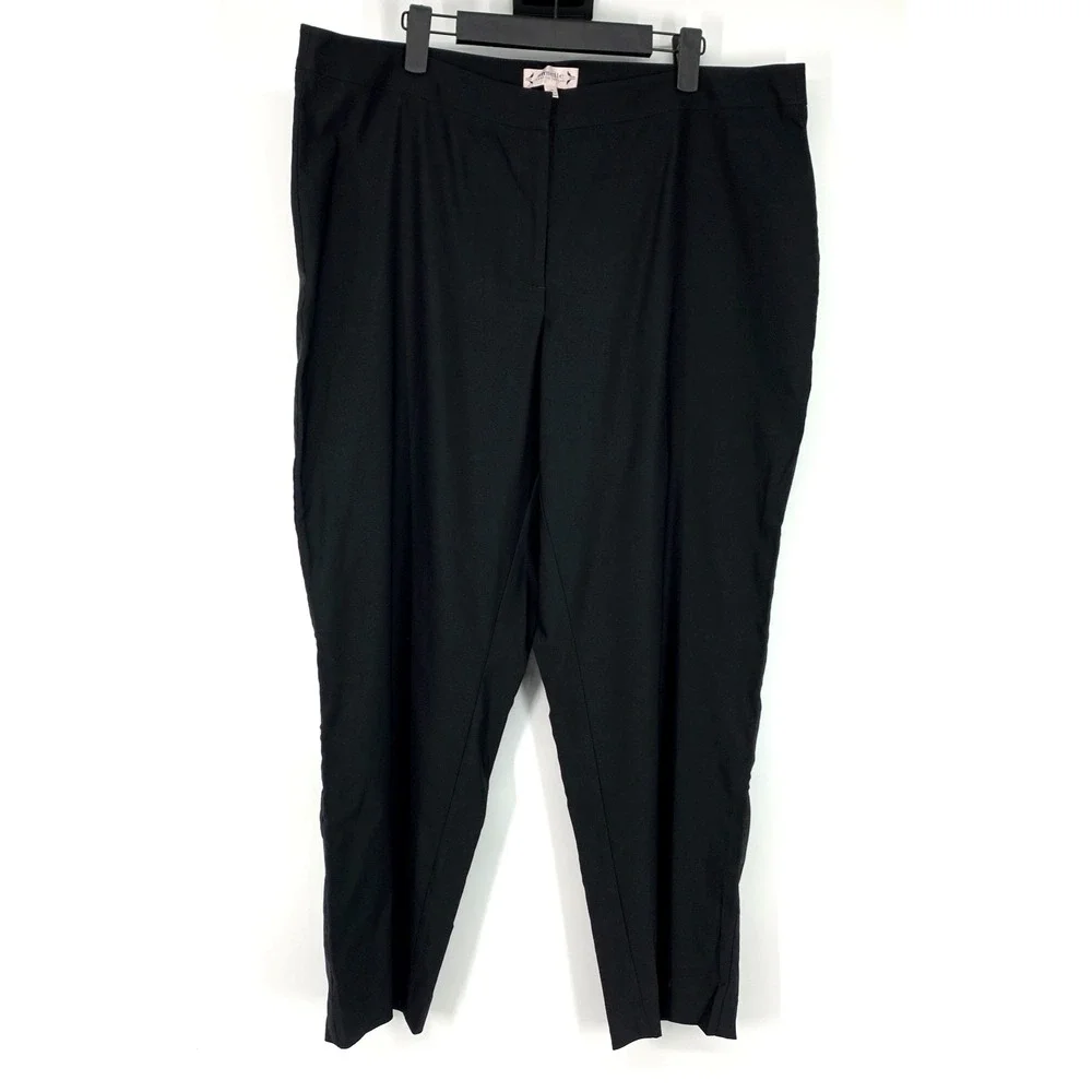 Nanette Lepore Dress Pants Womens Plus Size 18W Black Slim Ankle Crop Trouser